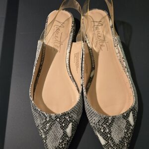 Nanette Lepore Black and Gray Snake Print Flats